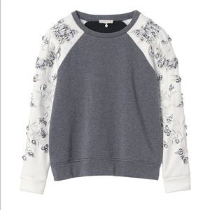 Rebecca Taylor Embellished Sleeve Sweatshirt